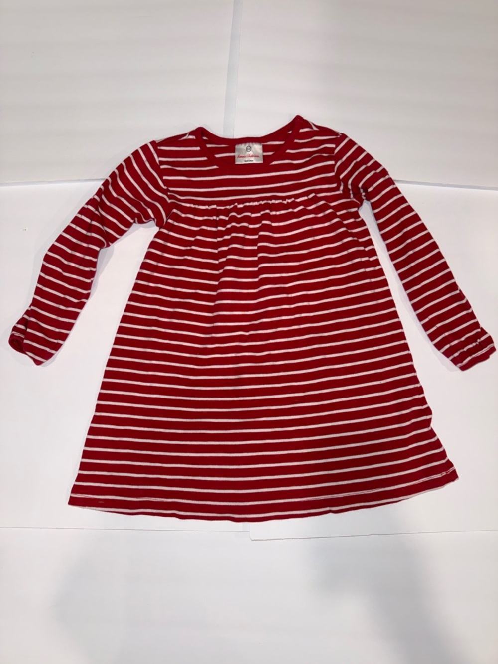 Hanna Andersson Red and White Striped Long-Sleeve Girls Dress
